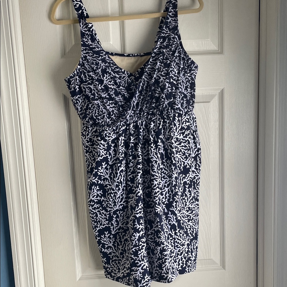 Navy and White Swim Romper